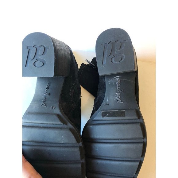 Paul Green Woman’s US 10 Black Suede Distressed Ankle Boots Side Zipper - Picture 4 of 13